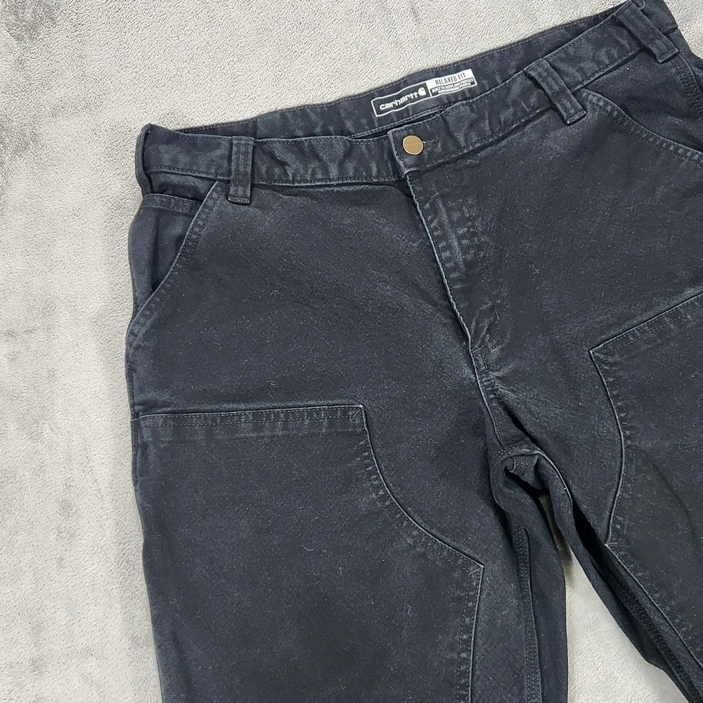 Carhartt Rugged Flex Pants Mens 36x32 Black Relaxed Duck Double Front Carpenter